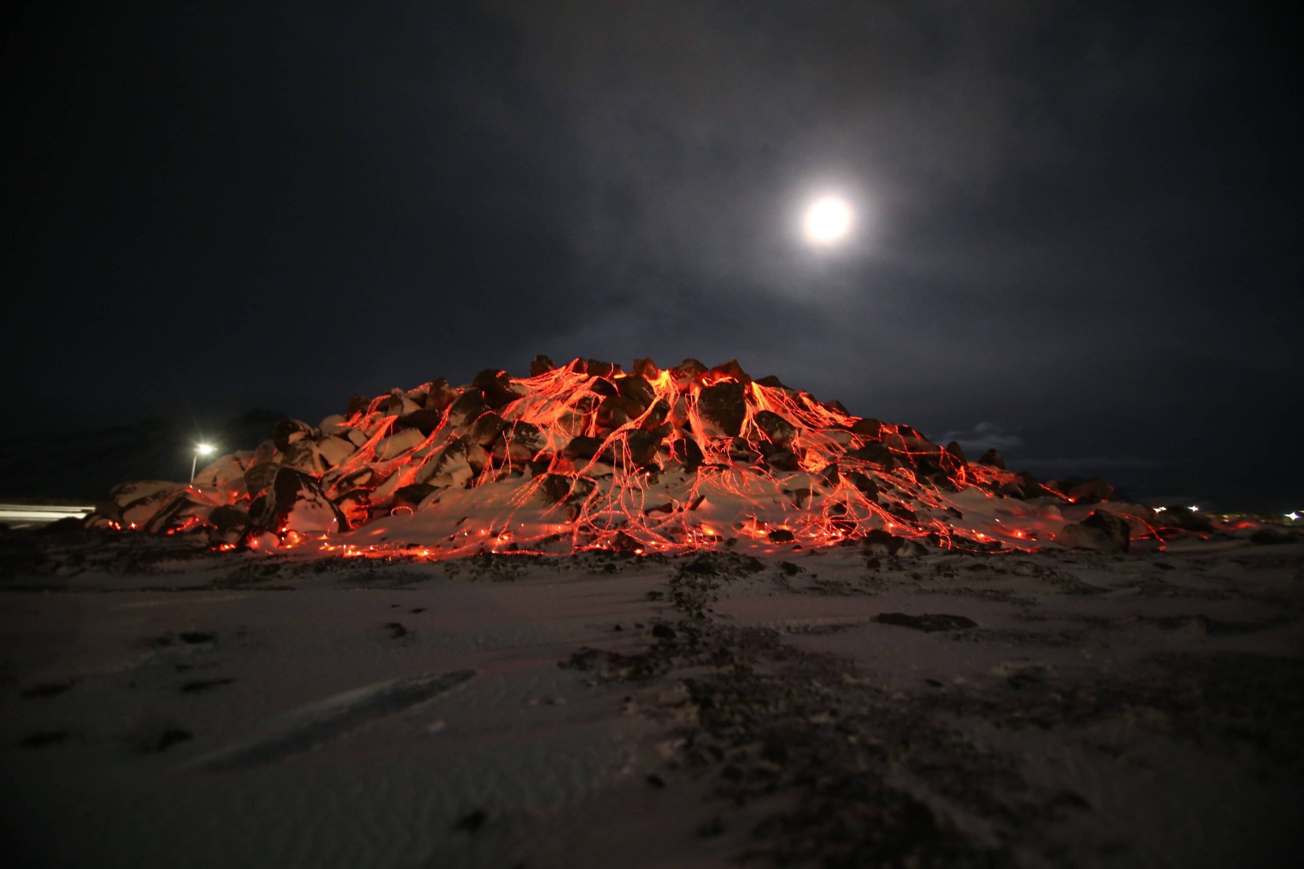 fibre optic lighting on a volcano